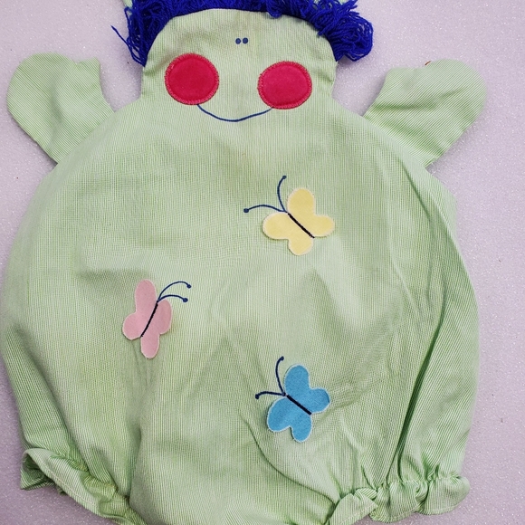 Vintage 50's one piece overalls shorts with- embroidered face - Picture 5 of 7